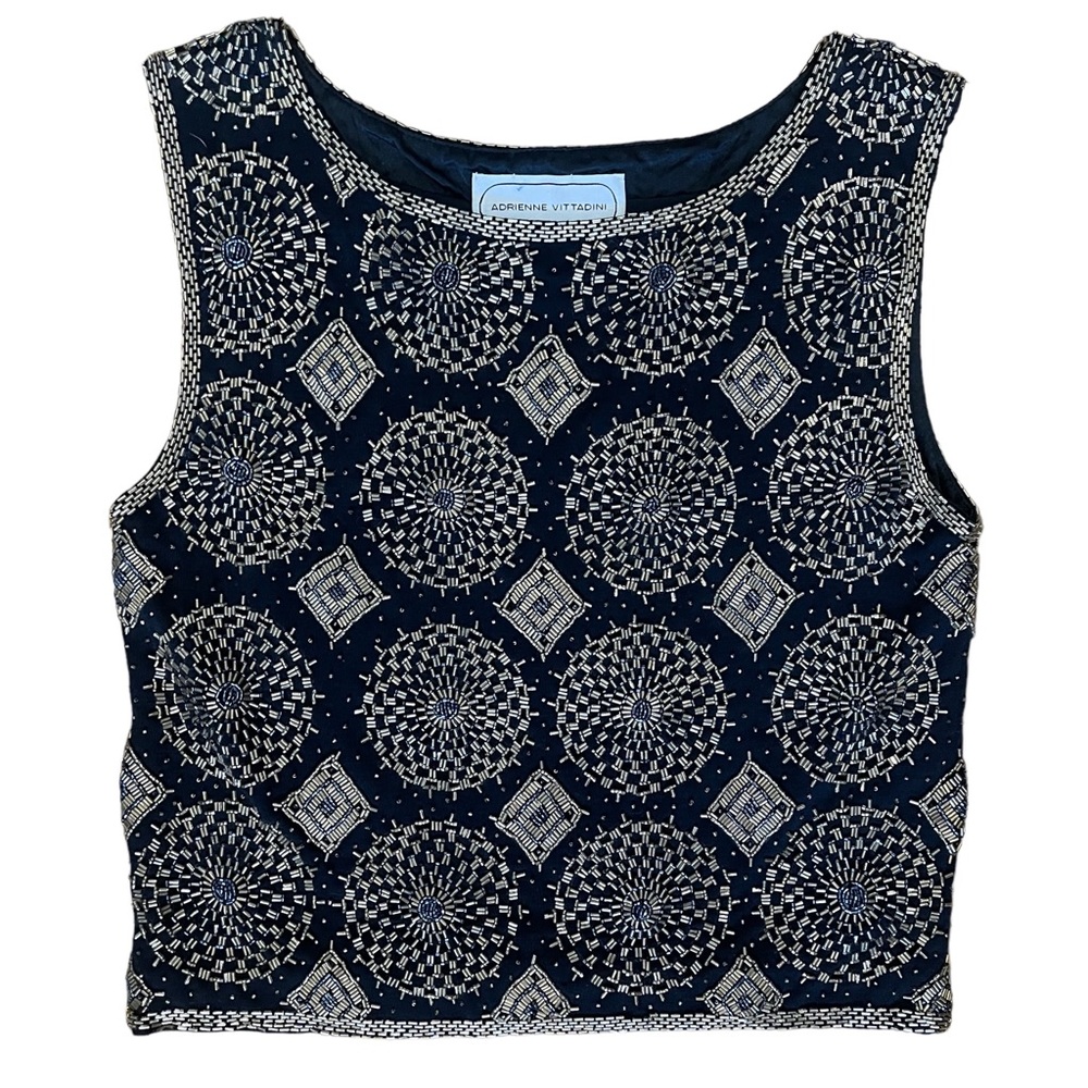 Adrienne Vittadini Beaded Wool Sleeveless top size small